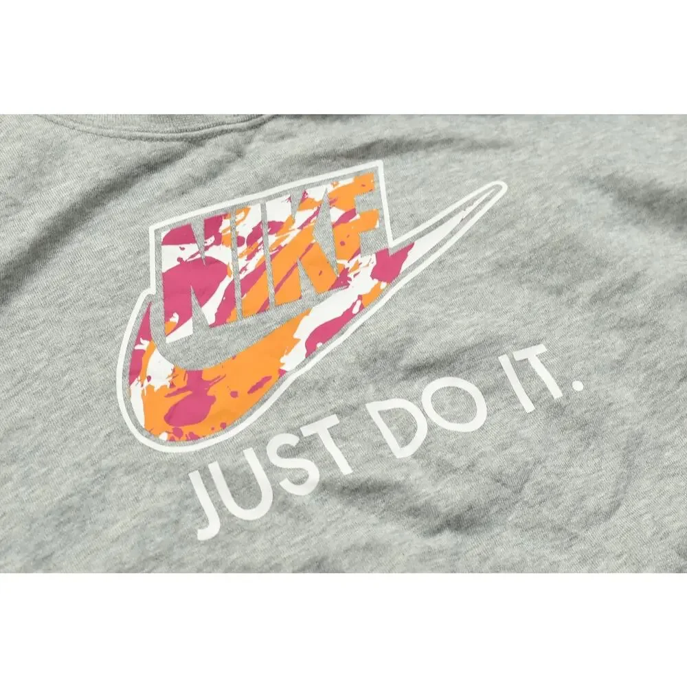 Nike Sportswear Women's Size Small Gray Black Colorblock Just Do It Cropped Swea